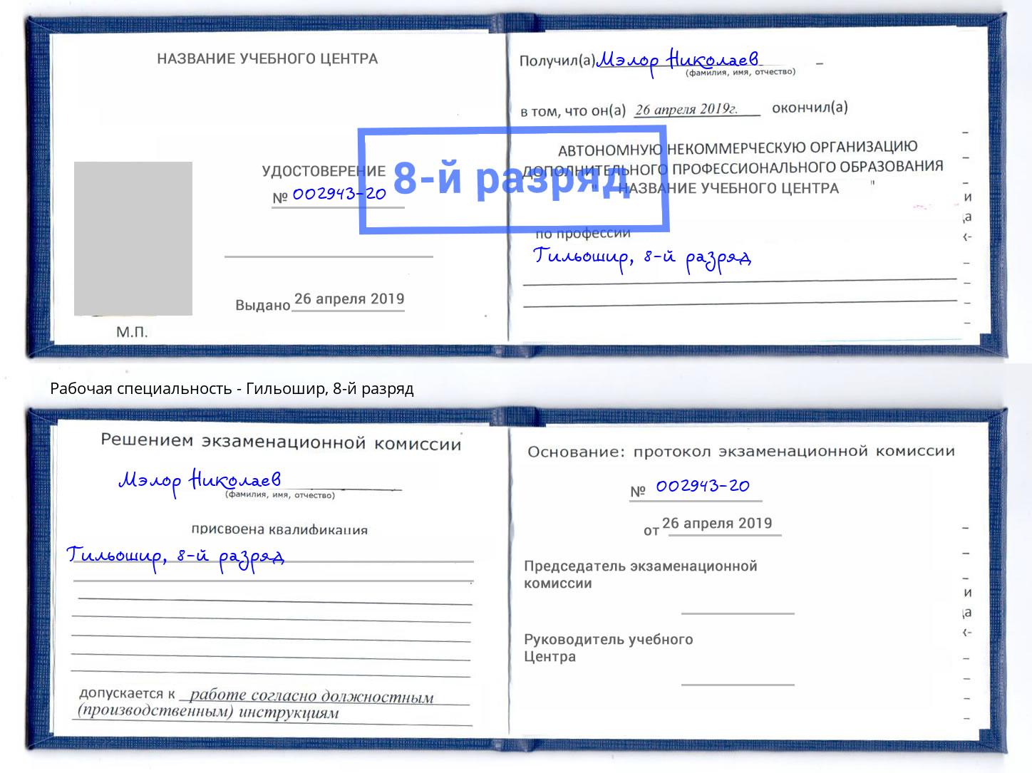 корочка 8-й разряд Гильошир Фурманов